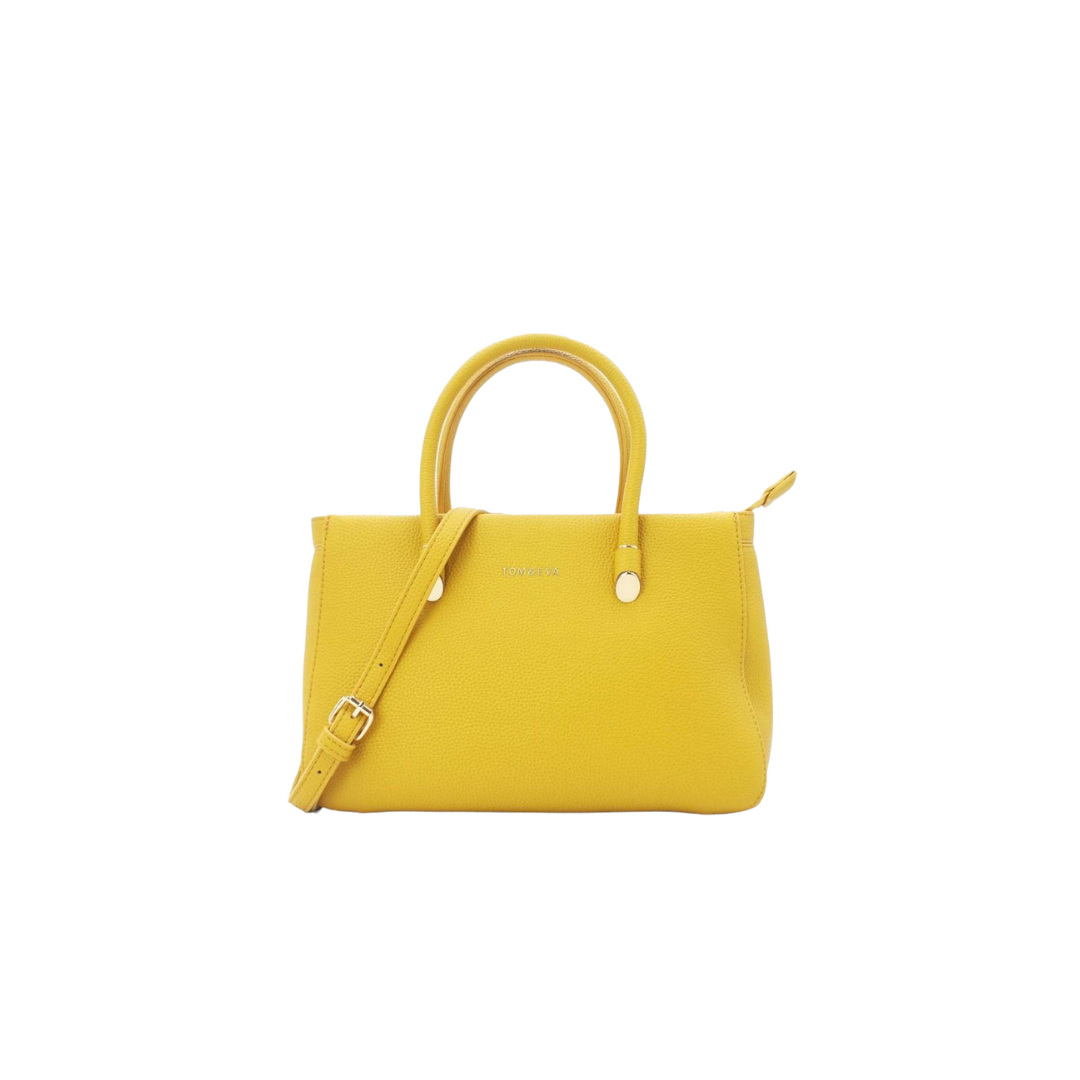 Sac à Main Épuré Effet Grainé Jaune. Tom & Eva