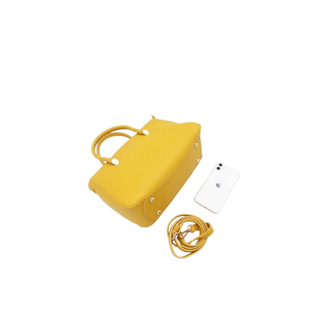 Sac à Main Épuré Effet Grainé Jaune. Tom & Eva