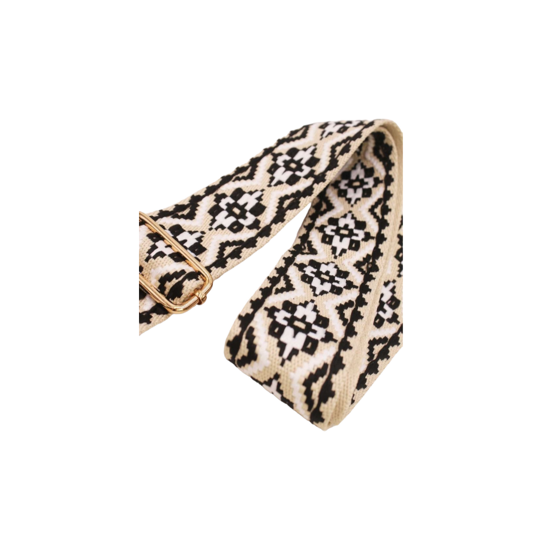 Sangle Bandoulière en Toile Coton Black/Beige