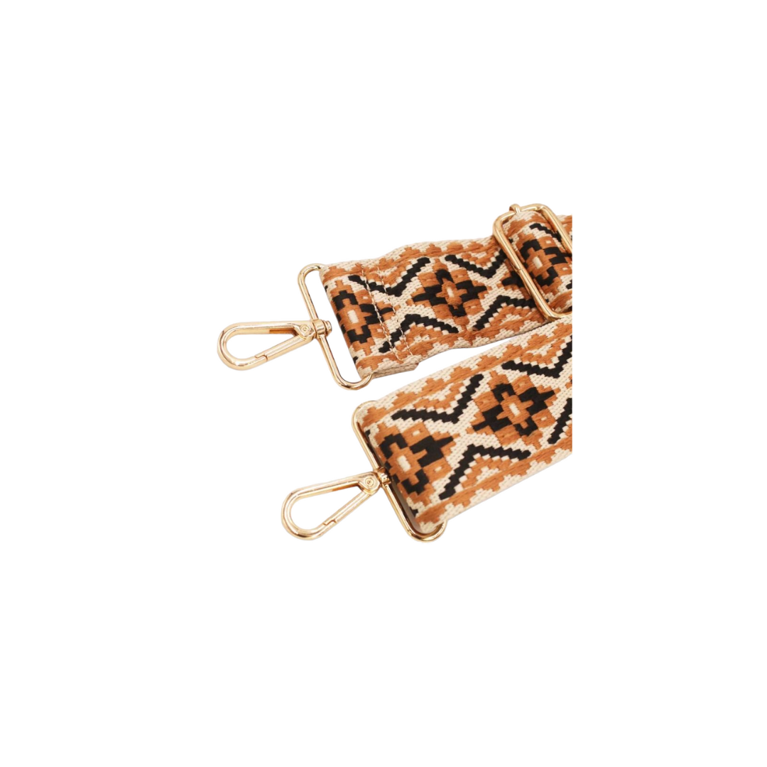 Sangle Bandoulière en Toile Coton Camel/Black