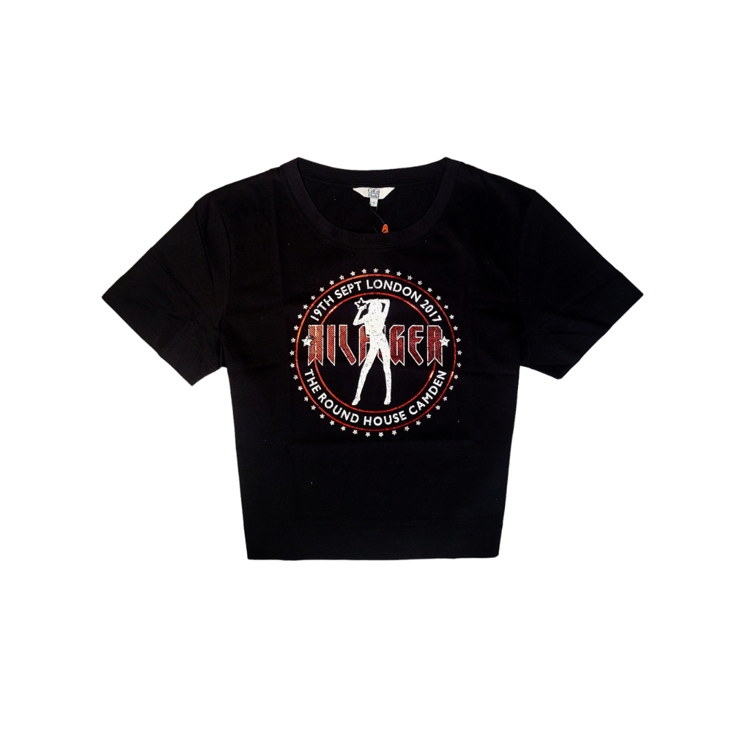 Tommy Hilfiger tee-shirt femme cropped rock tour Gigi Hadid black beauty