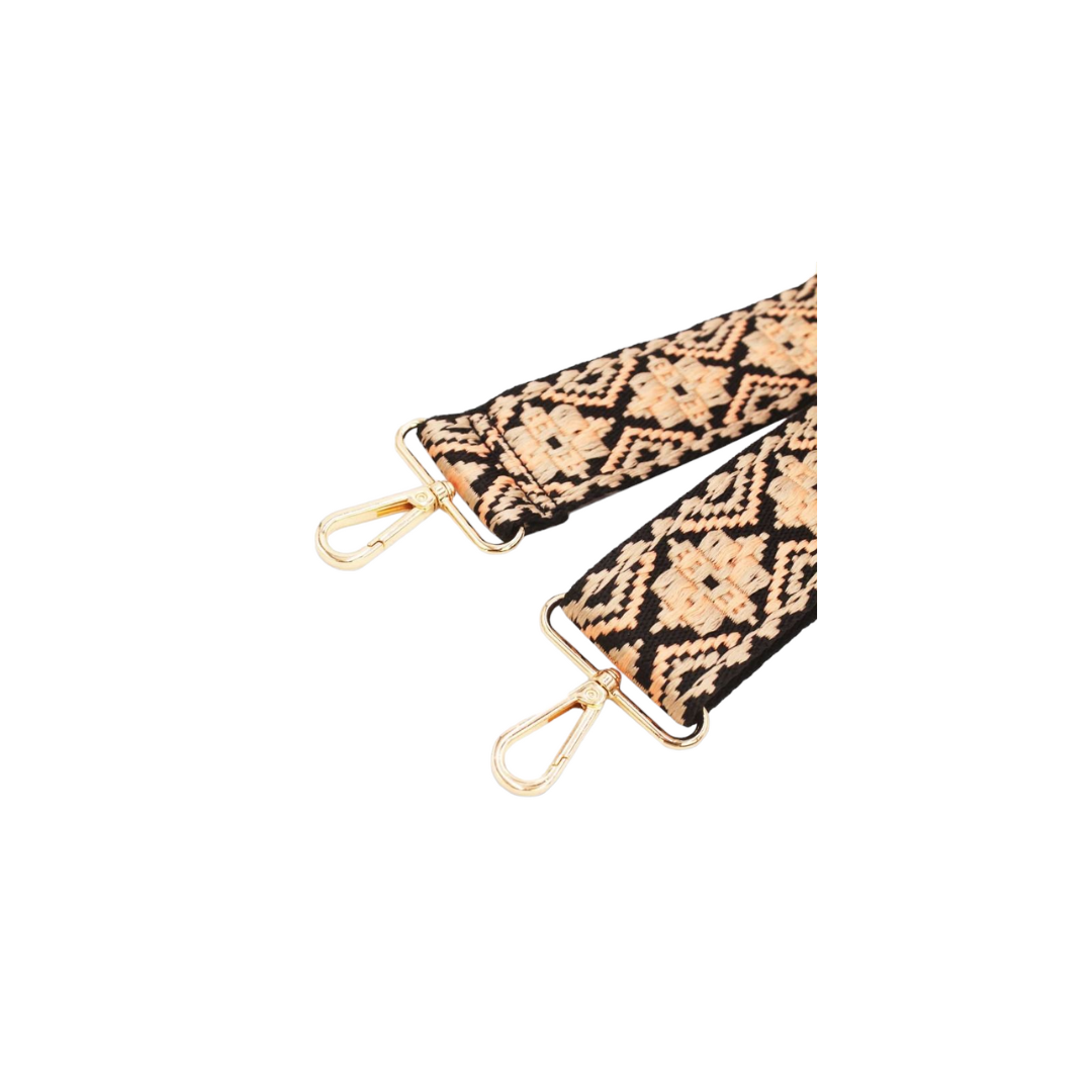 Sangle Bandoulière en Toile Coton Apricot/Black
