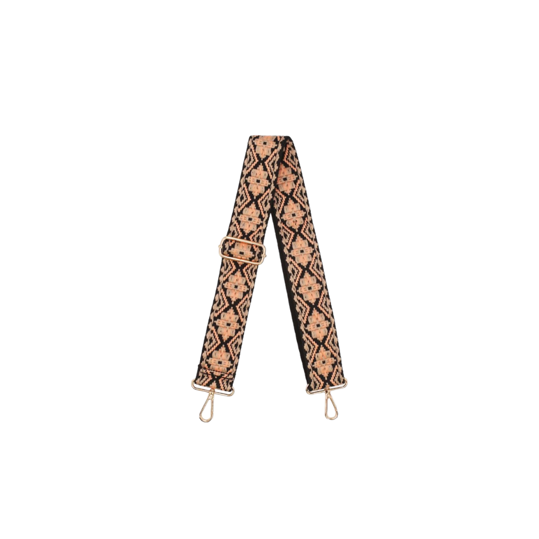 Sangle Bandoulière en Toile Coton Apricot/Black
