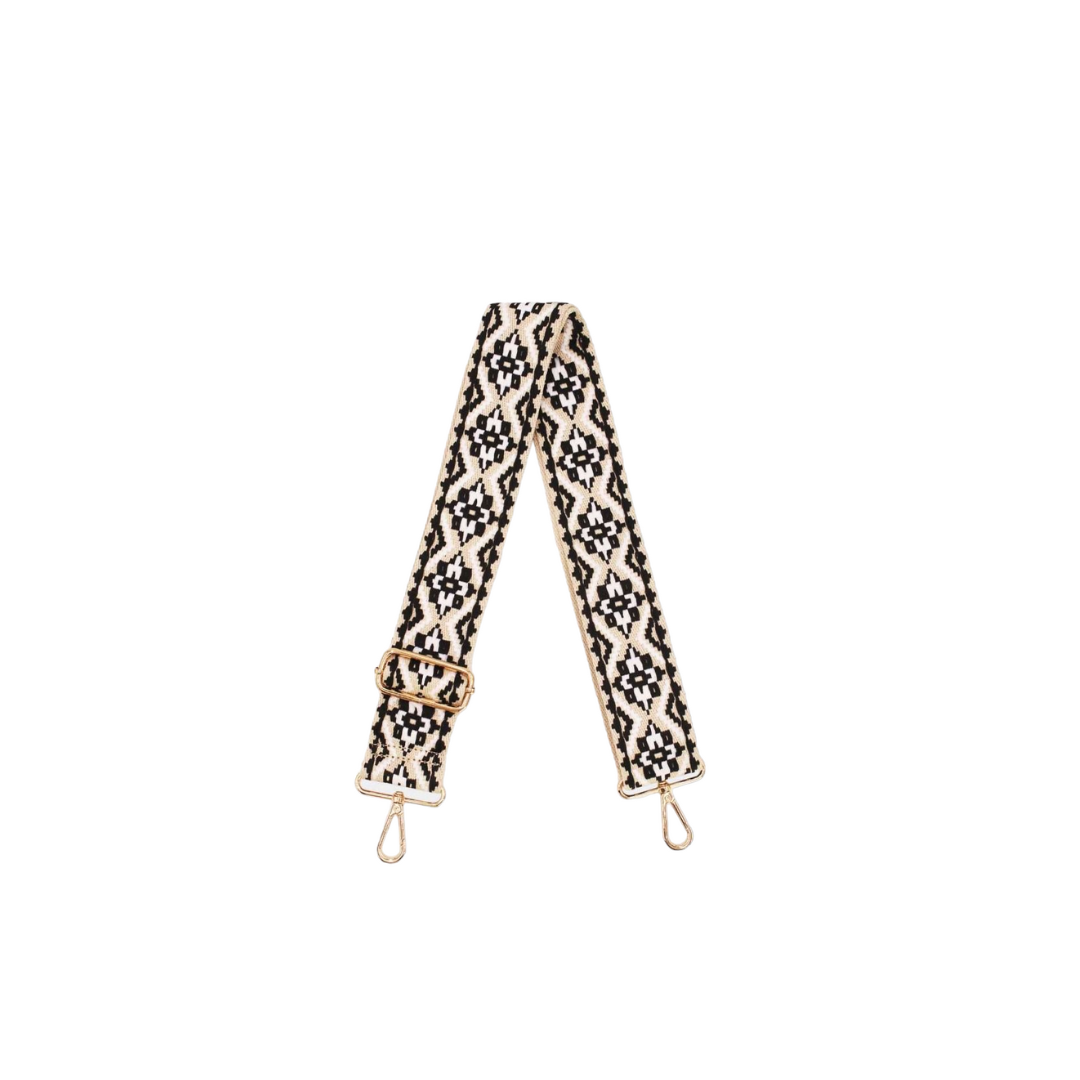Sangle Bandoulière en Toile Coton Black/Beige