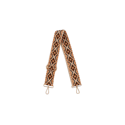 Sangle Bandoulière en Toile Coton Camel/Black