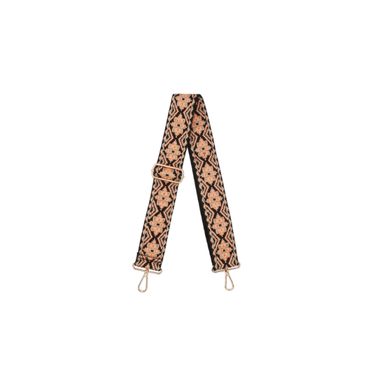 Sangle Bandoulière en Toile Coton Apricot/Black